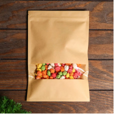 Пакет zip-lock крафт с прямоугольным окном 18*30см