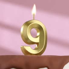 Свеча на шпажке "9" золотая
