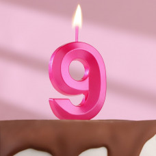 Свеча на шпажке "9" розовая