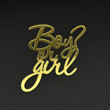 Топпер боковой "Boy or girl" золото, акрил Китай