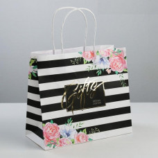 Пакет подарочный бумажный "Gifts" 25*22*12см