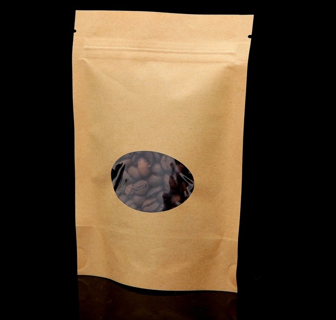 Пакет zip-lock крафт с круглым окном 11*16см