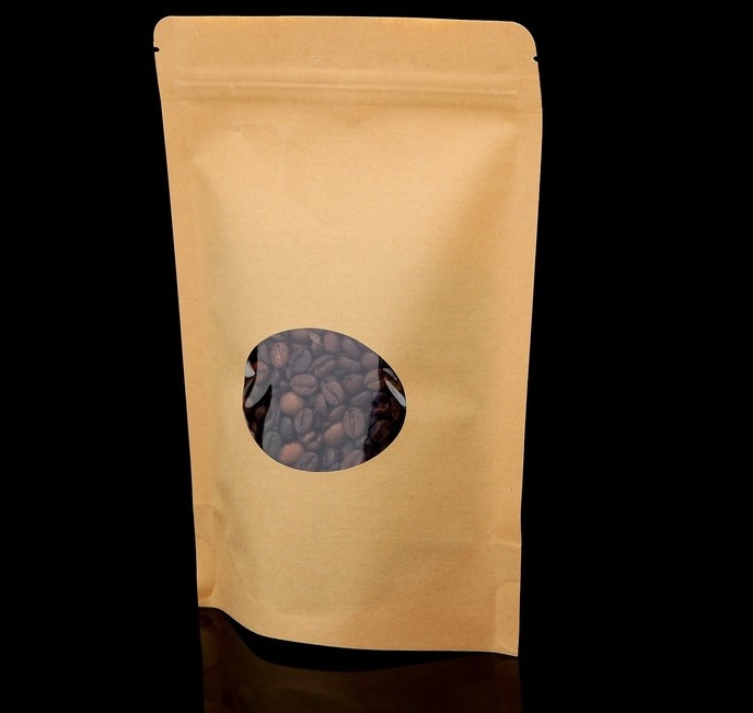 Пакет zip-lock крафт с круглым окном 18*26см