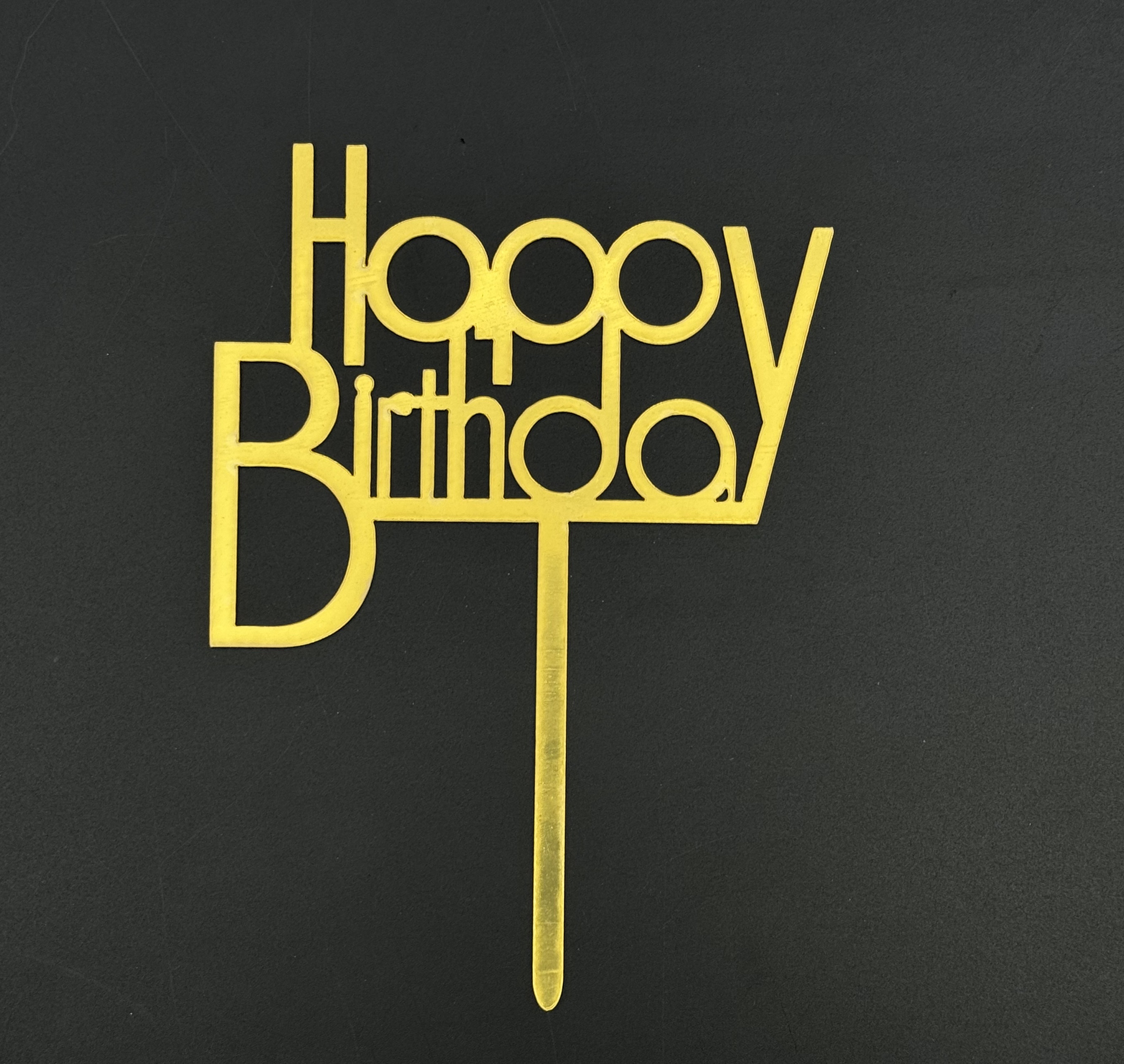 Топпер "Happy Birthday 1" акрил, золото Китай