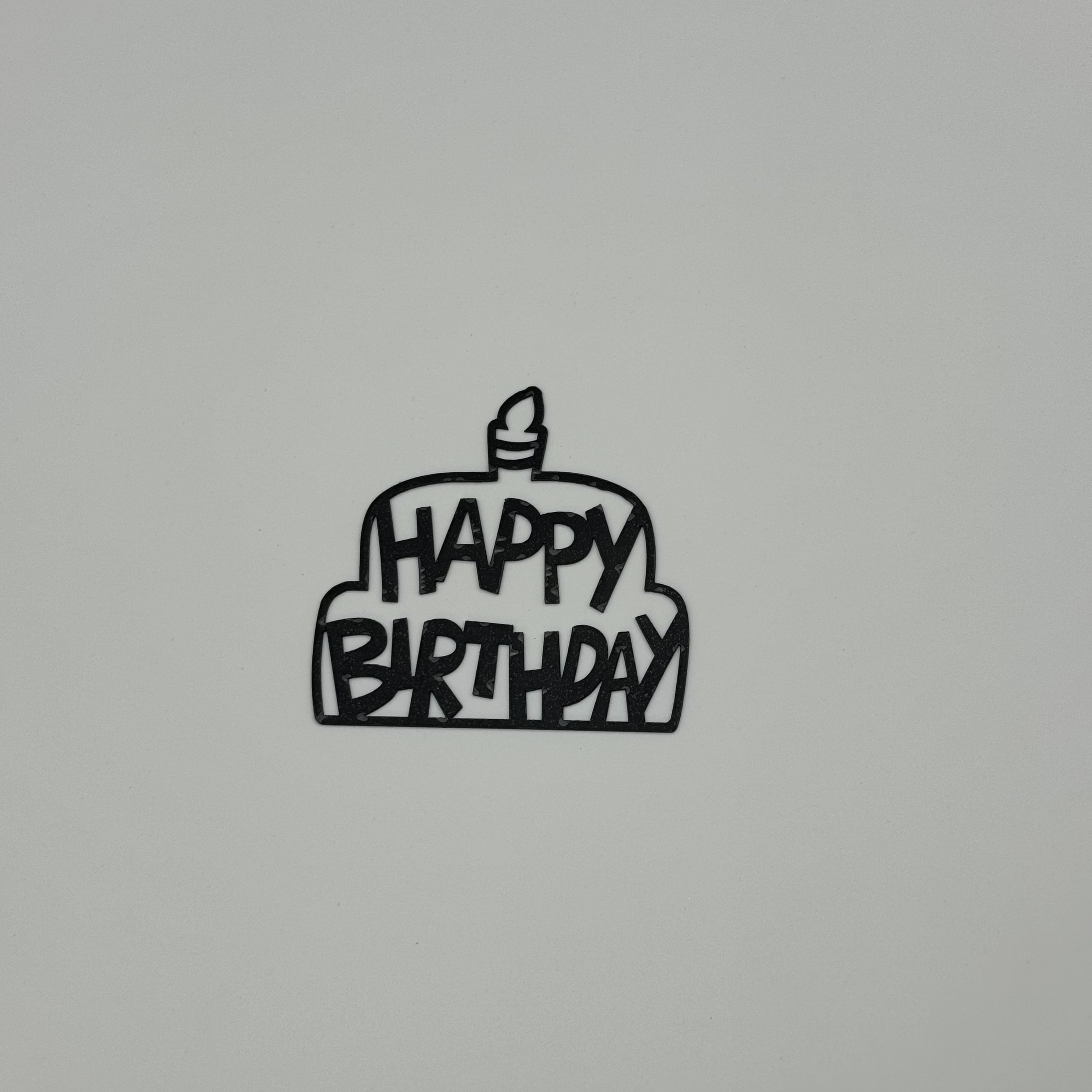 Топпер "Happy Birthday тортик" черный, акрил Китай