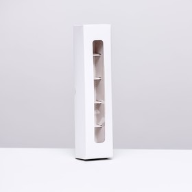 Коробка для 5 конфет (мини) с окном 5*22*3,5см белая