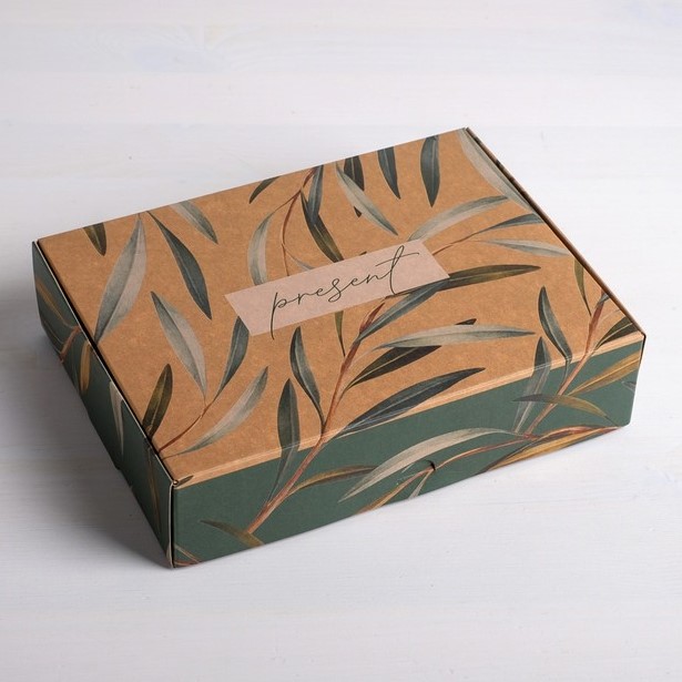 Коробка сборная крафтовая "Present" 21*15*5см