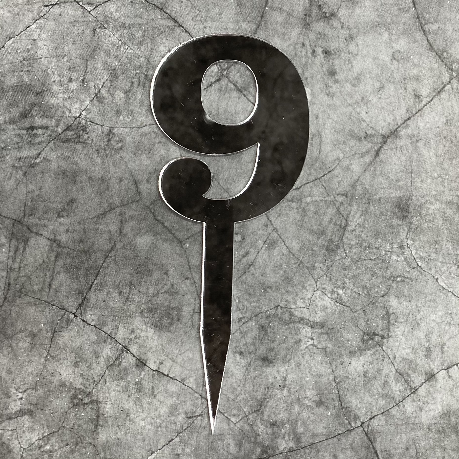 Топпер "9" акрил серебро, 6см