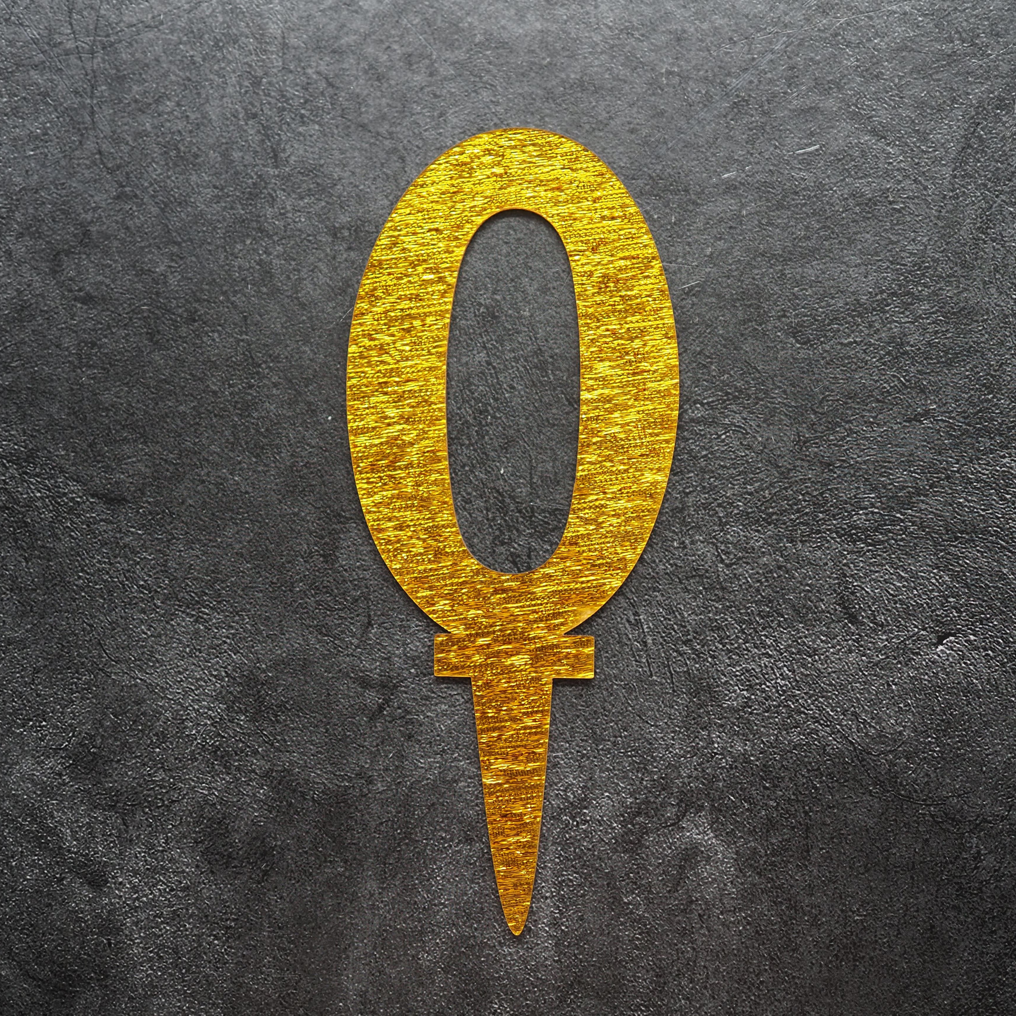 Топпер "0" акрил золото