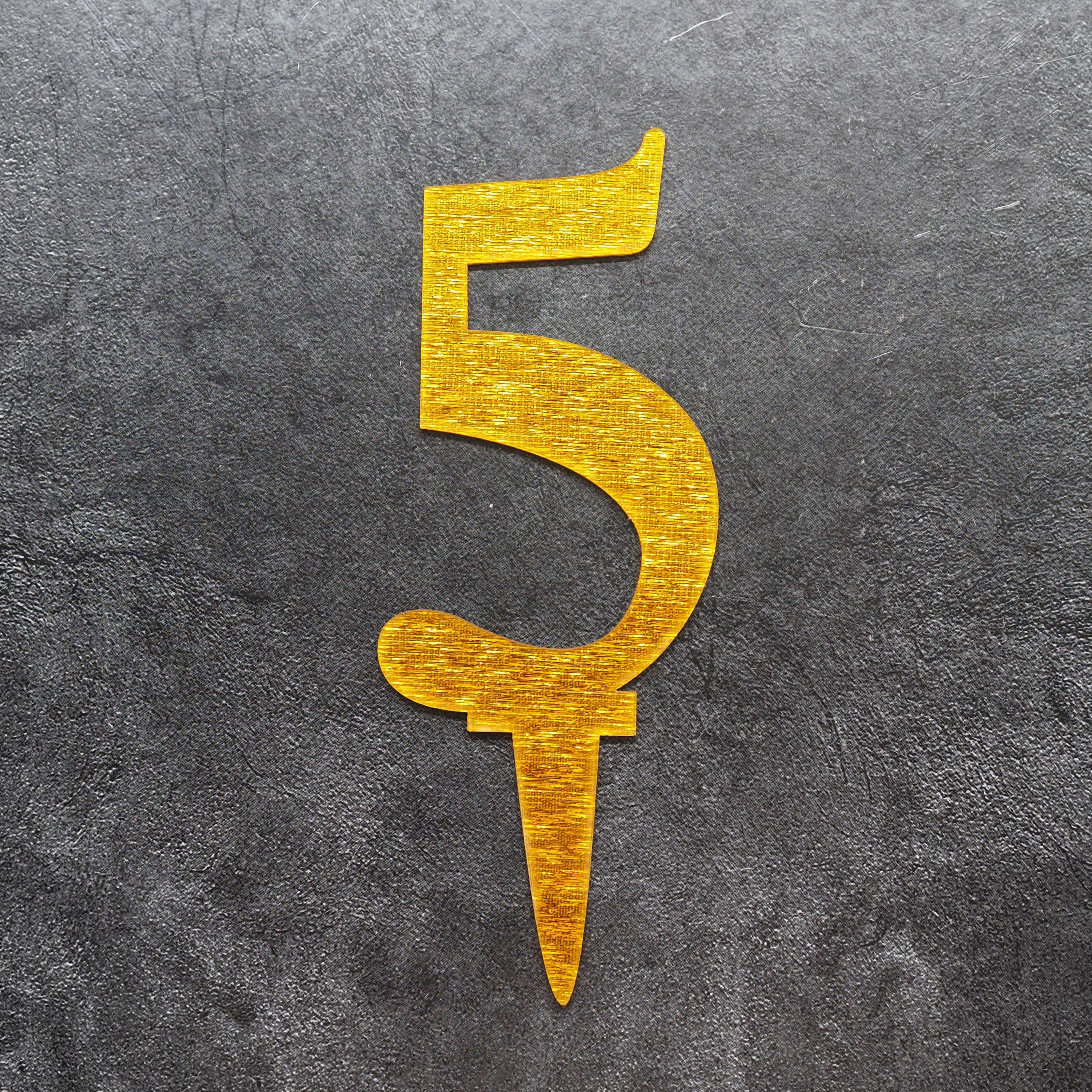 Топпер "5" акрил золото