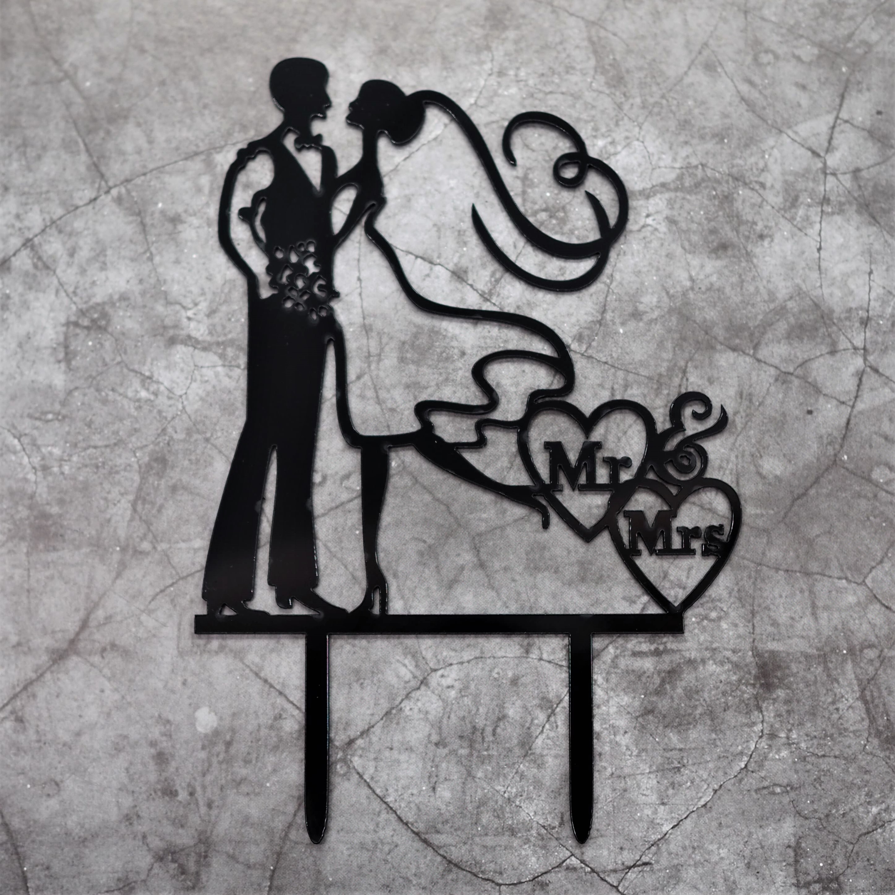 Топпер "Пара Mr&Mrs" в сердцах, черный