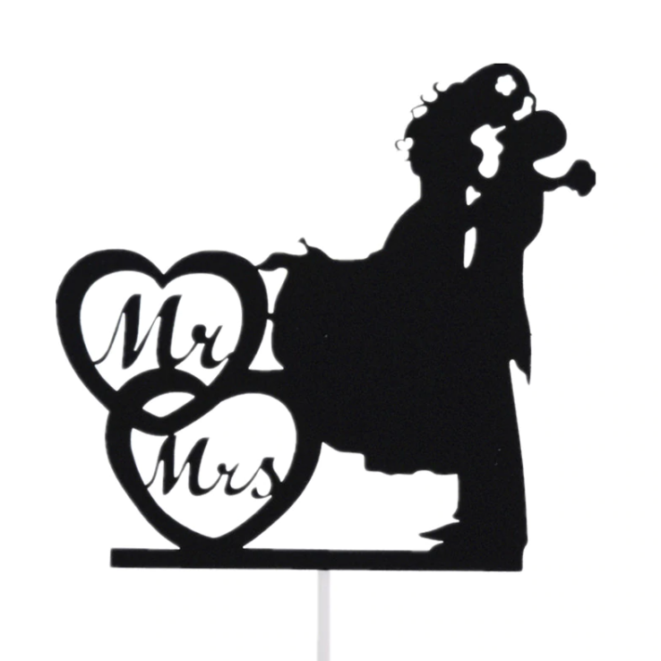 Топпер "Поцелуй Mr & Mrs" черный акрил