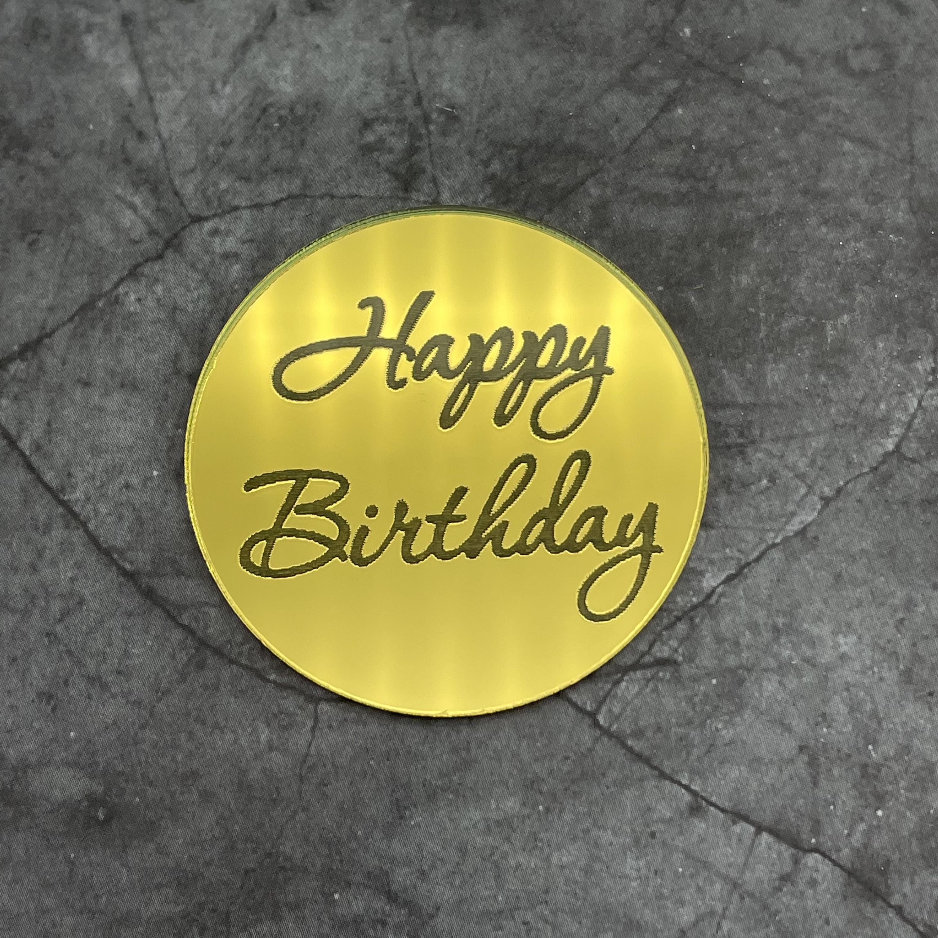 Топпер-медальон "Happy Birthday" микс акрил, золото 1шт